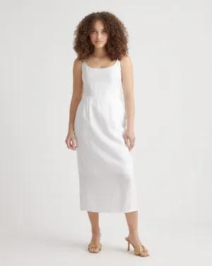 100% European Linen Scoop Neck Midi Dress