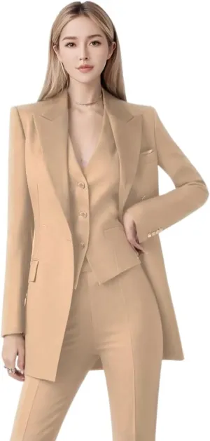 3 PC Women Suit for Work Professional Womens Tuxedo Suit Set Business Suit Blazer Vest Pants