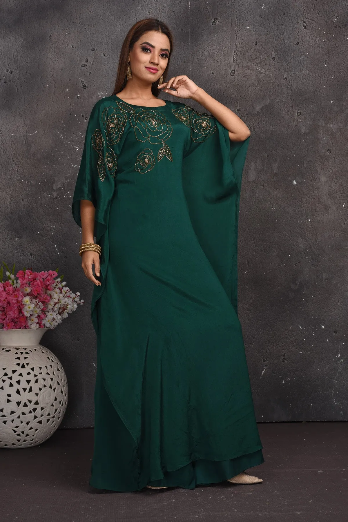 300671 Dark Green Kaftaan Gown