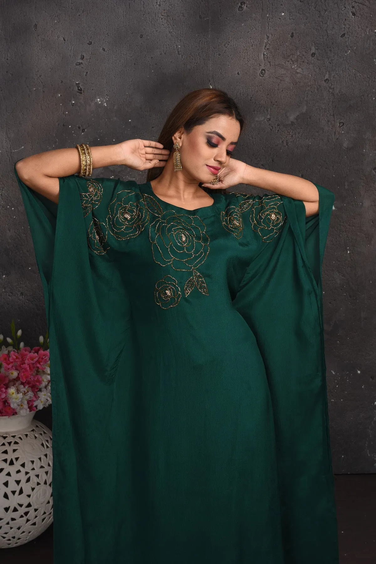 300671 Dark Green Kaftaan Gown
