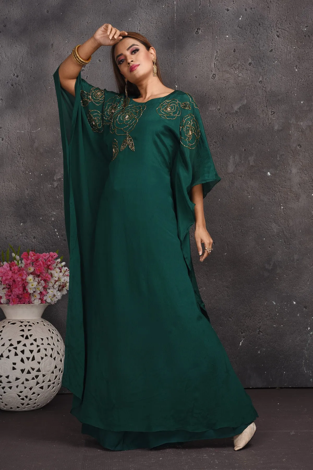 300671 Dark Green Kaftaan Gown