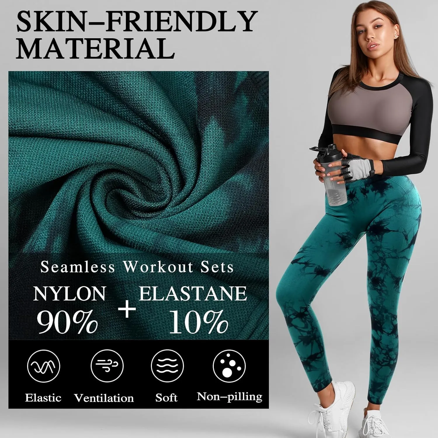 4 Pcs Womens Workout Leggings Tie Dye High Waisted Yoga Pants Seamless Scrunch Butt Lifting Compression Tights