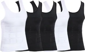 5 Pack Mens Compression Shirts Short Sleeve Athletic Workout T-Shirts Shapewear Undershirts Running T-Shirt Tops