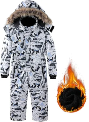 AFILOK Kid's Winter Overalls Ski Suits Boy's and Girl's Waterproof Snowboard Jumpsuits One Piece Snowsuit Jackets Coats