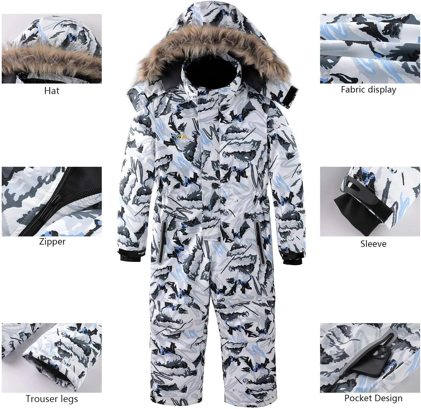 AFILOK Kid's Winter Overalls Ski Suits Boy's and Girl's Waterproof Snowboard Jumpsuits One Piece Snowsuit Jackets Coats