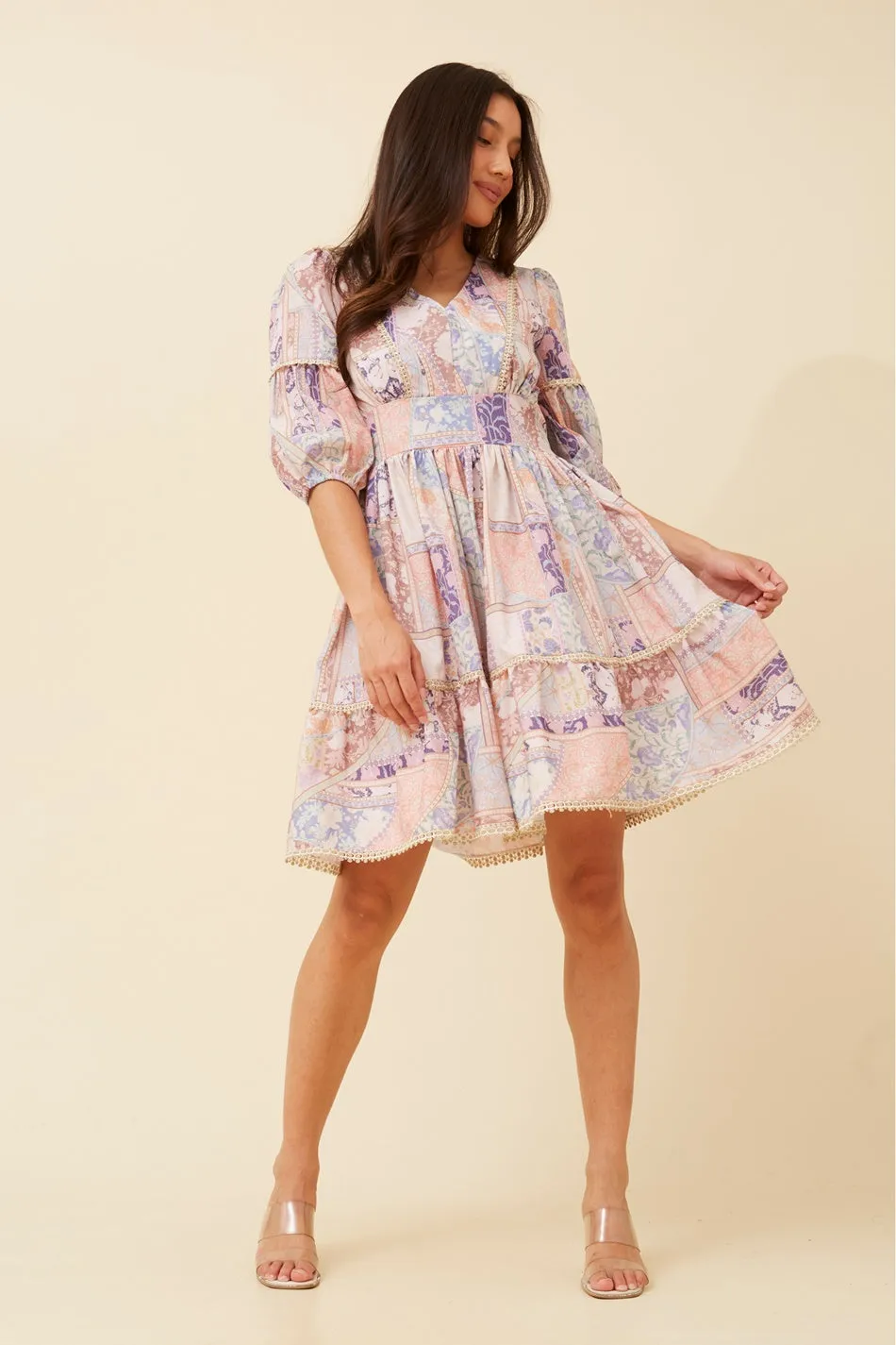 AITANA PATCHWORK SHORT DRESS