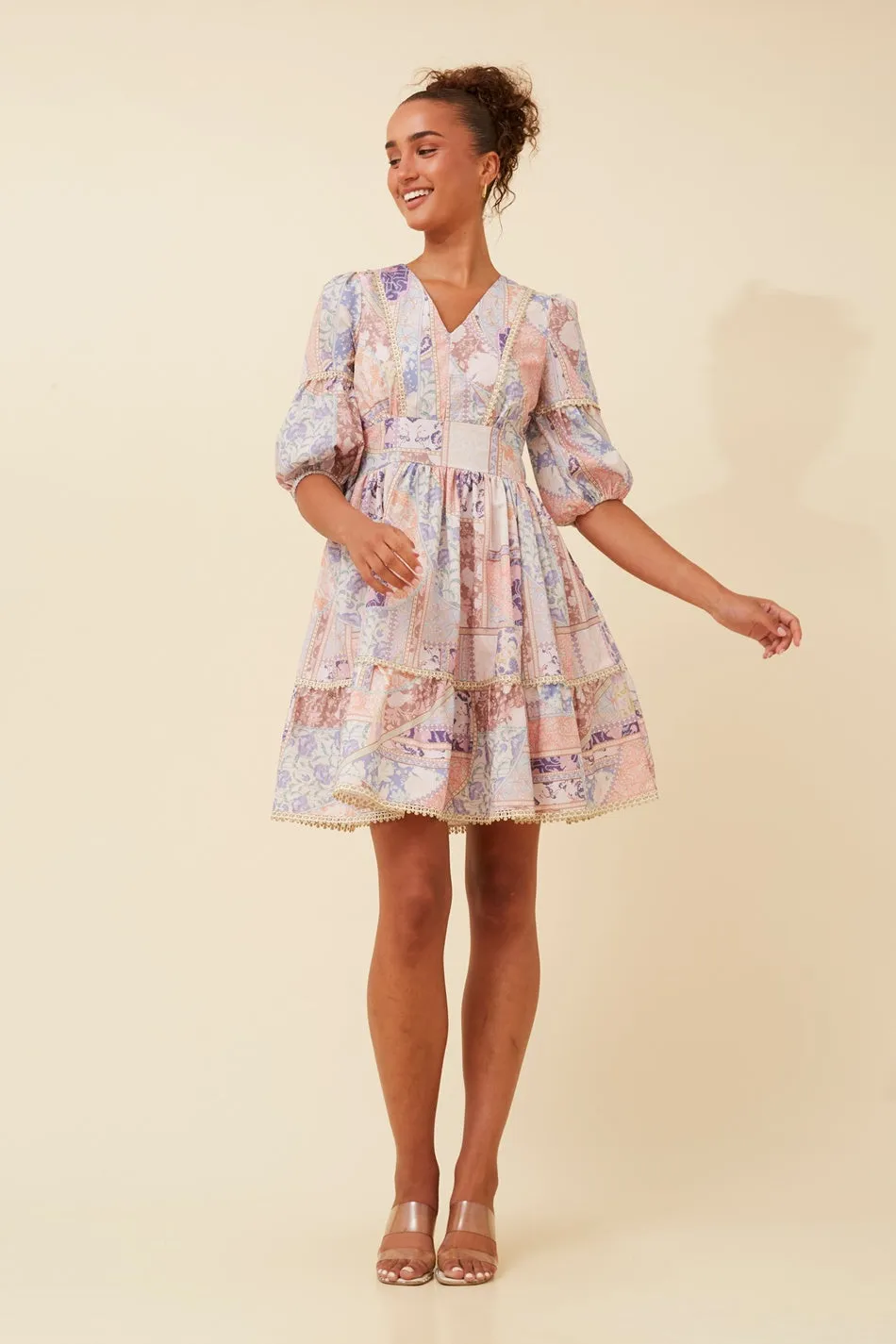 AITANA PATCHWORK SHORT DRESS