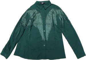 Allegra K Women's Western Fringe Blouse Long Sleeve Button Down Disco Cowgirl Shirts