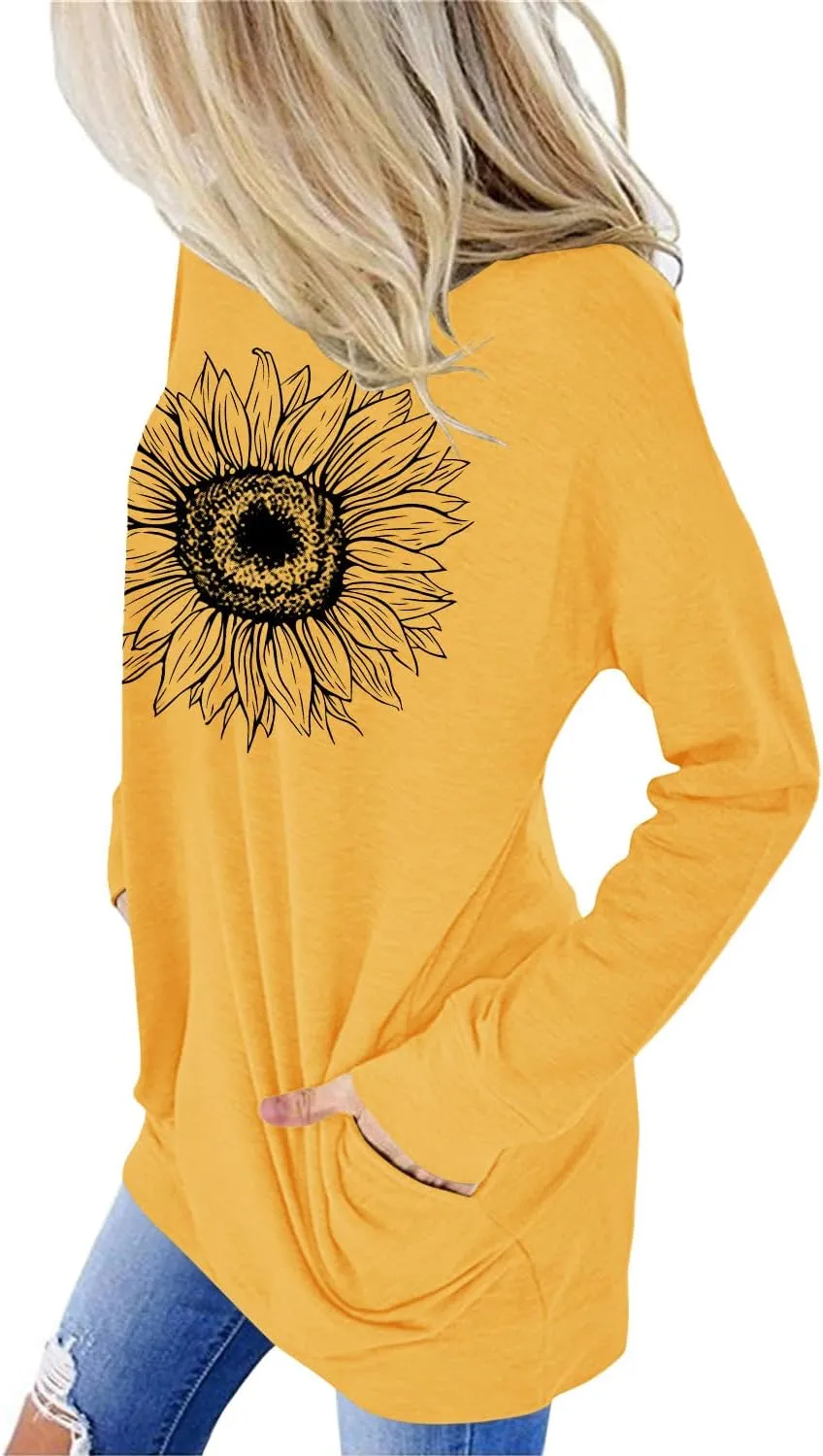 Angerella Women's Casual Loose Fit Pocket Shirts Printed Tops