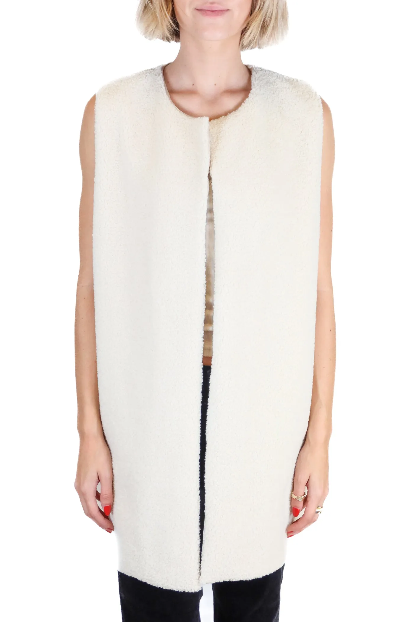 ann taylor white sherpa vest (xs/s; retail $149)