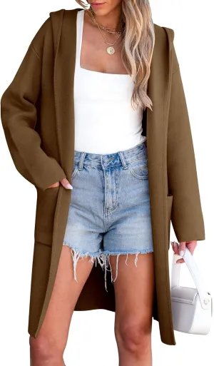 ANRABESS Women Cardigan Open Front Oversized Casual Knit Hoodie Sweater Coatigan Lady Coat 2025 Fall Trendy Outerwear
