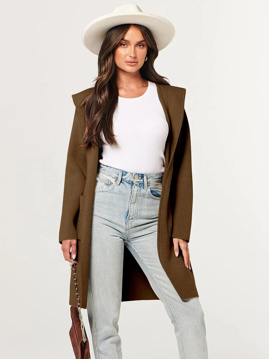 ANRABESS Women Cardigan Open Front Oversized Casual Knit Hoodie Sweater Coatigan Lady Coat 2025 Fall Trendy Outerwear