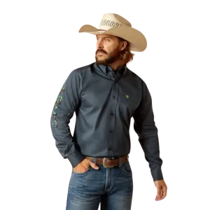 Ariat Men's Team Logo Twill Fitted Dark Gray Shirt