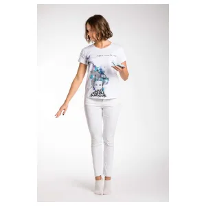 A.Tratti Chic White Stretch Viscose Tee