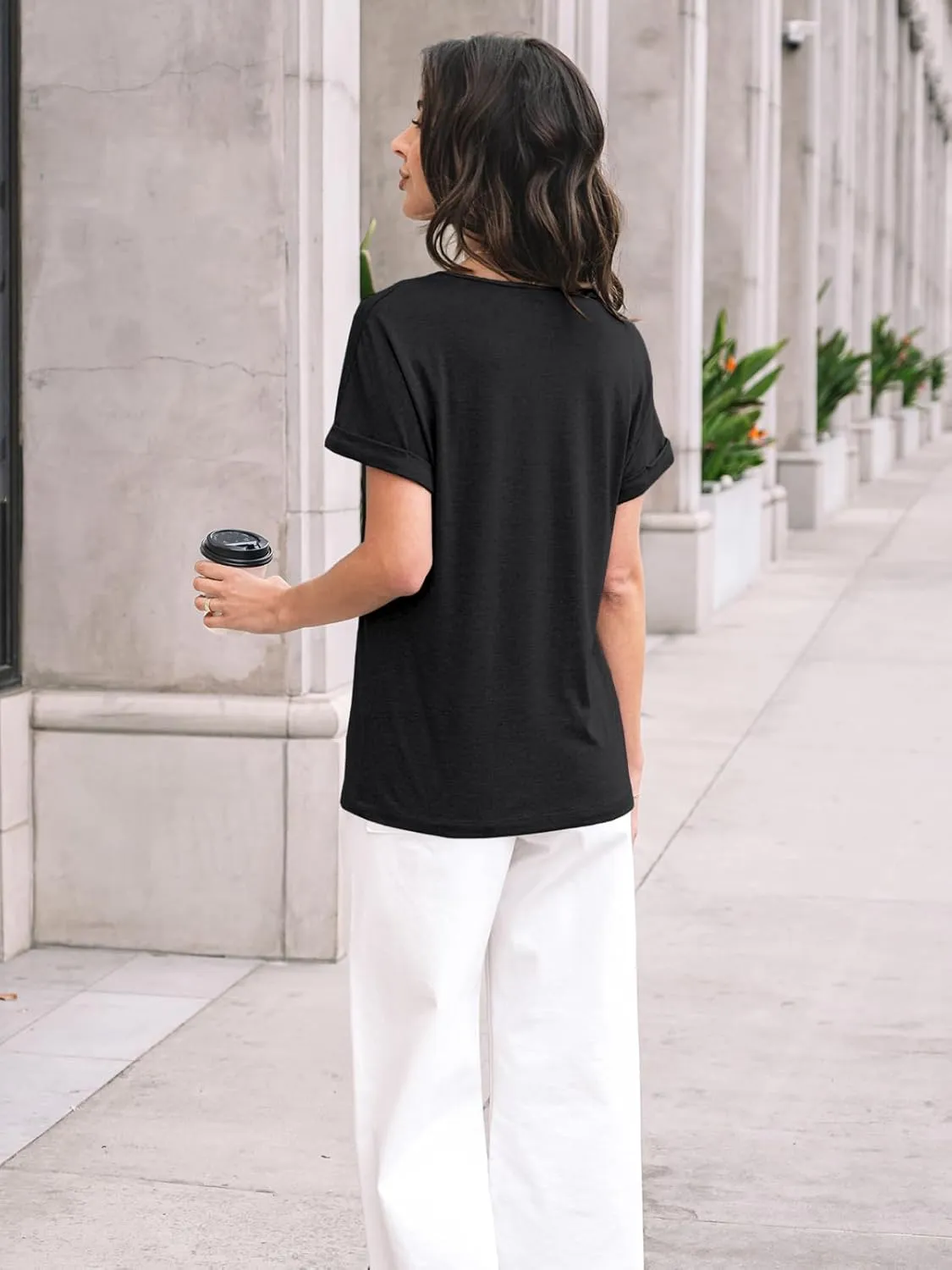 AUTOMET Womens Tops Short Sleeve T Shirt Summer V Neck Casual Top 2025 Spring Cute Basic Trendy Outfits Fashion