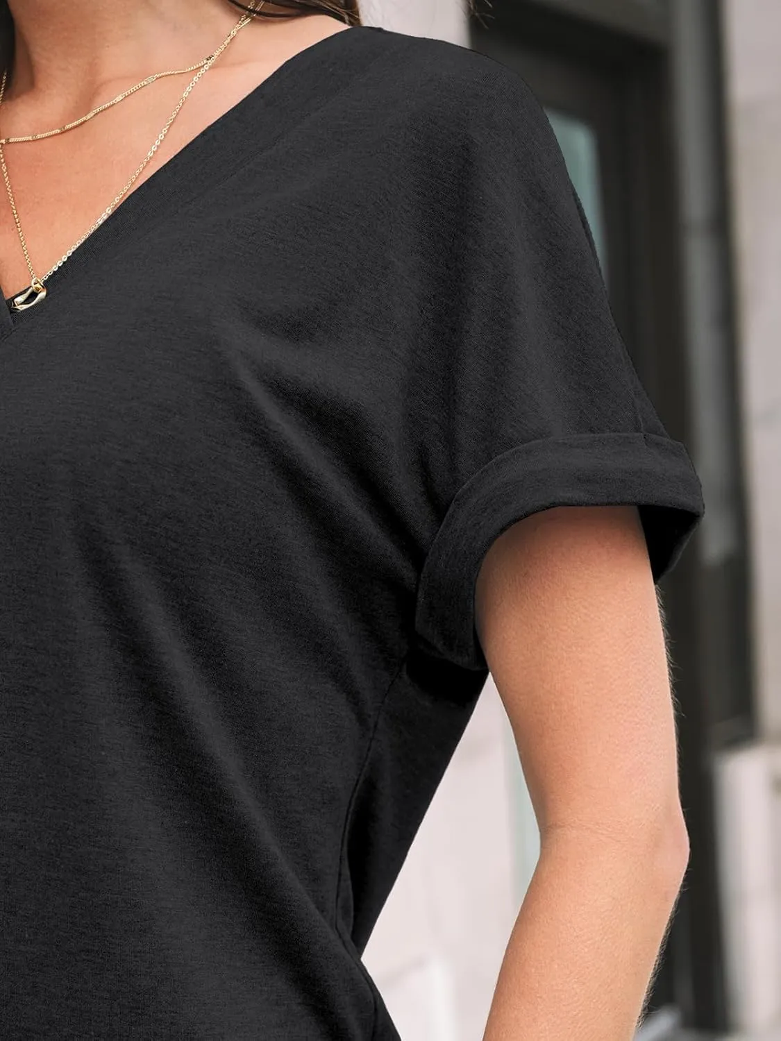AUTOMET Womens Tops Short Sleeve T Shirt Summer V Neck Casual Top 2025 Spring Cute Basic Trendy Outfits Fashion