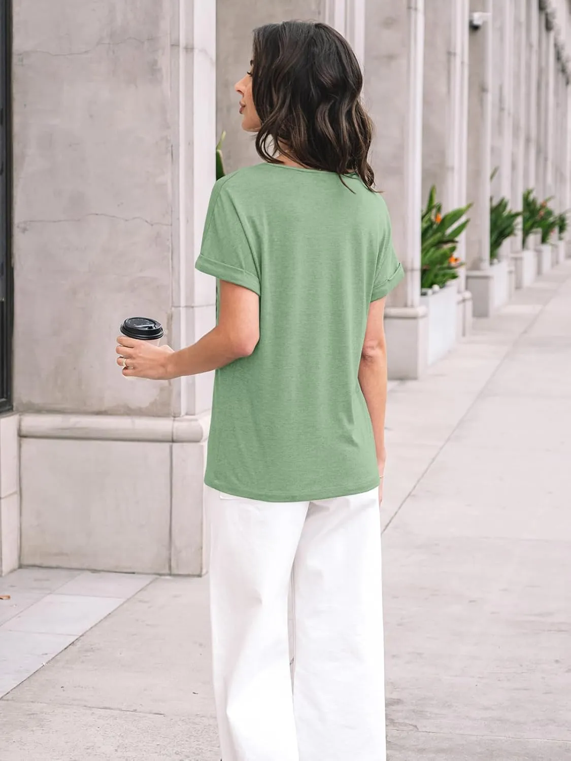 AUTOMET Womens Tops Short Sleeve T Shirt Summer V Neck Casual Top 2025 Spring Cute Basic Trendy Outfits Fashion