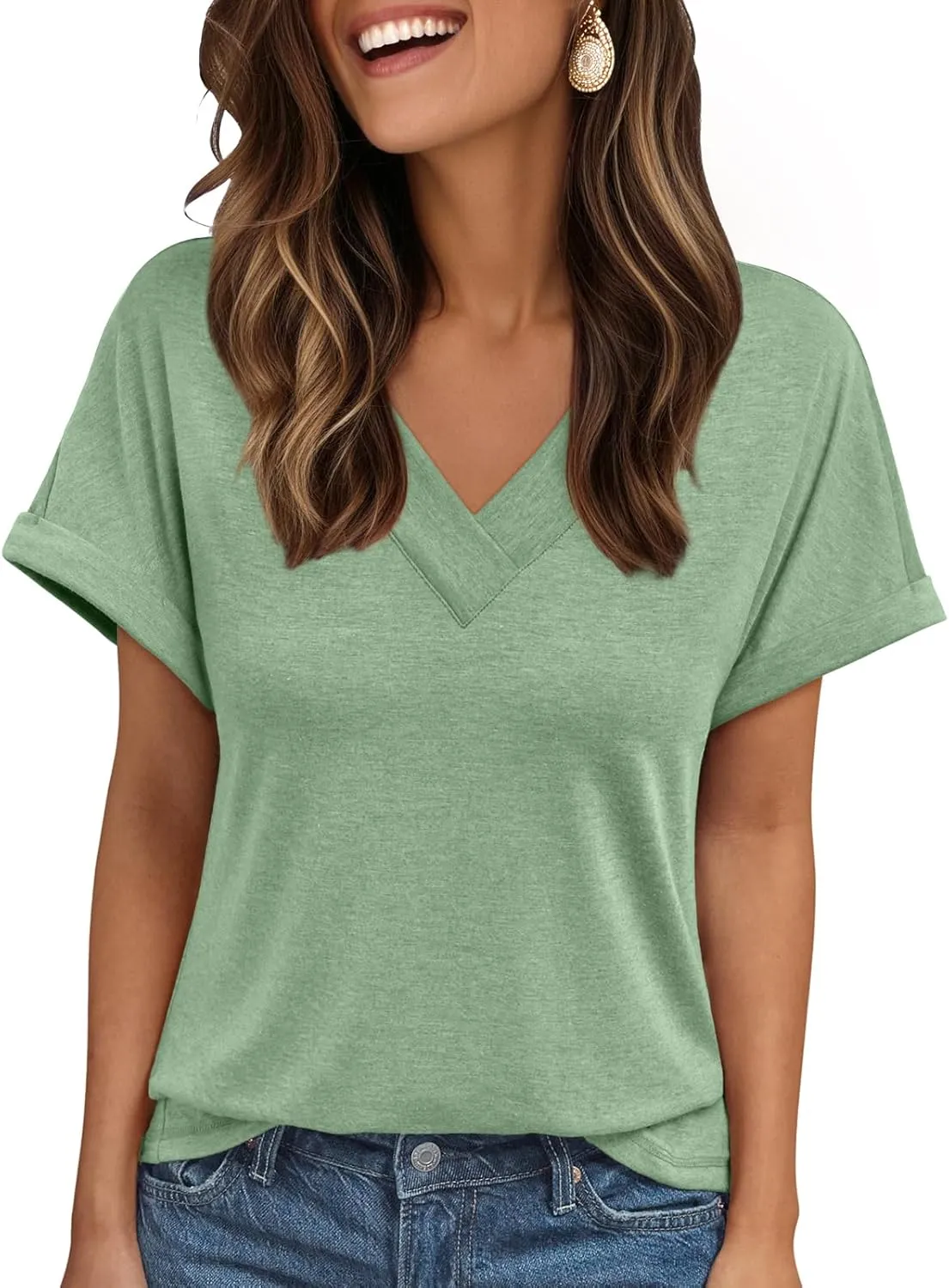 AUTOMET Womens Tops Short Sleeve T Shirt Summer V Neck Casual Top 2025 Spring Cute Basic Trendy Outfits Fashion