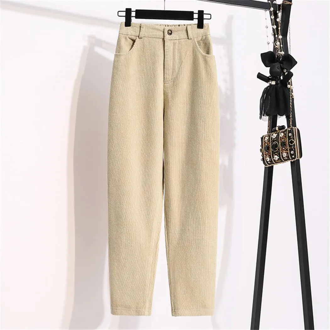 Autumn Winter Harem Pants for Women, Streetwear Casual Loose Long Trousers, Female Elastic High Waist Pants
