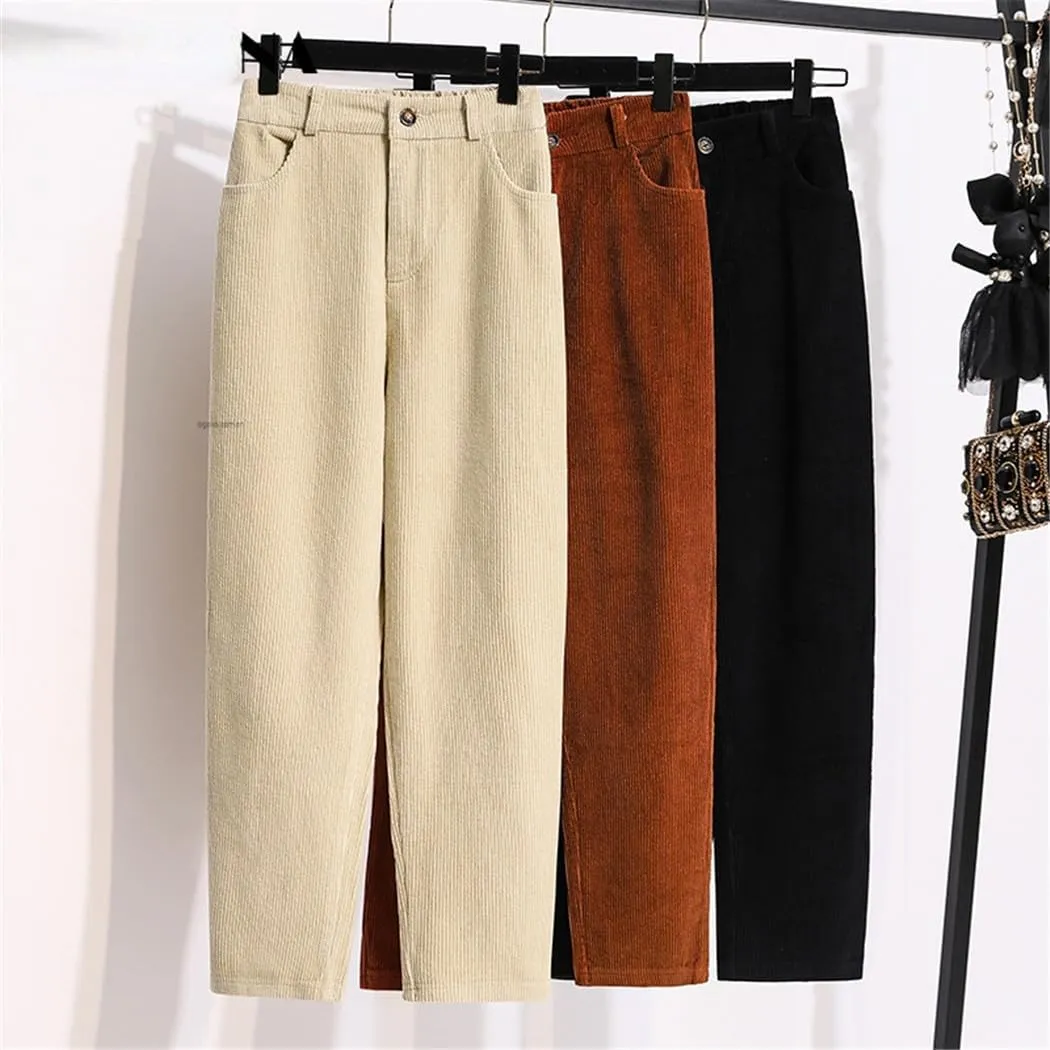 Autumn Winter Harem Pants for Women, Streetwear Casual Loose Long Trousers, Female Elastic High Waist Pants