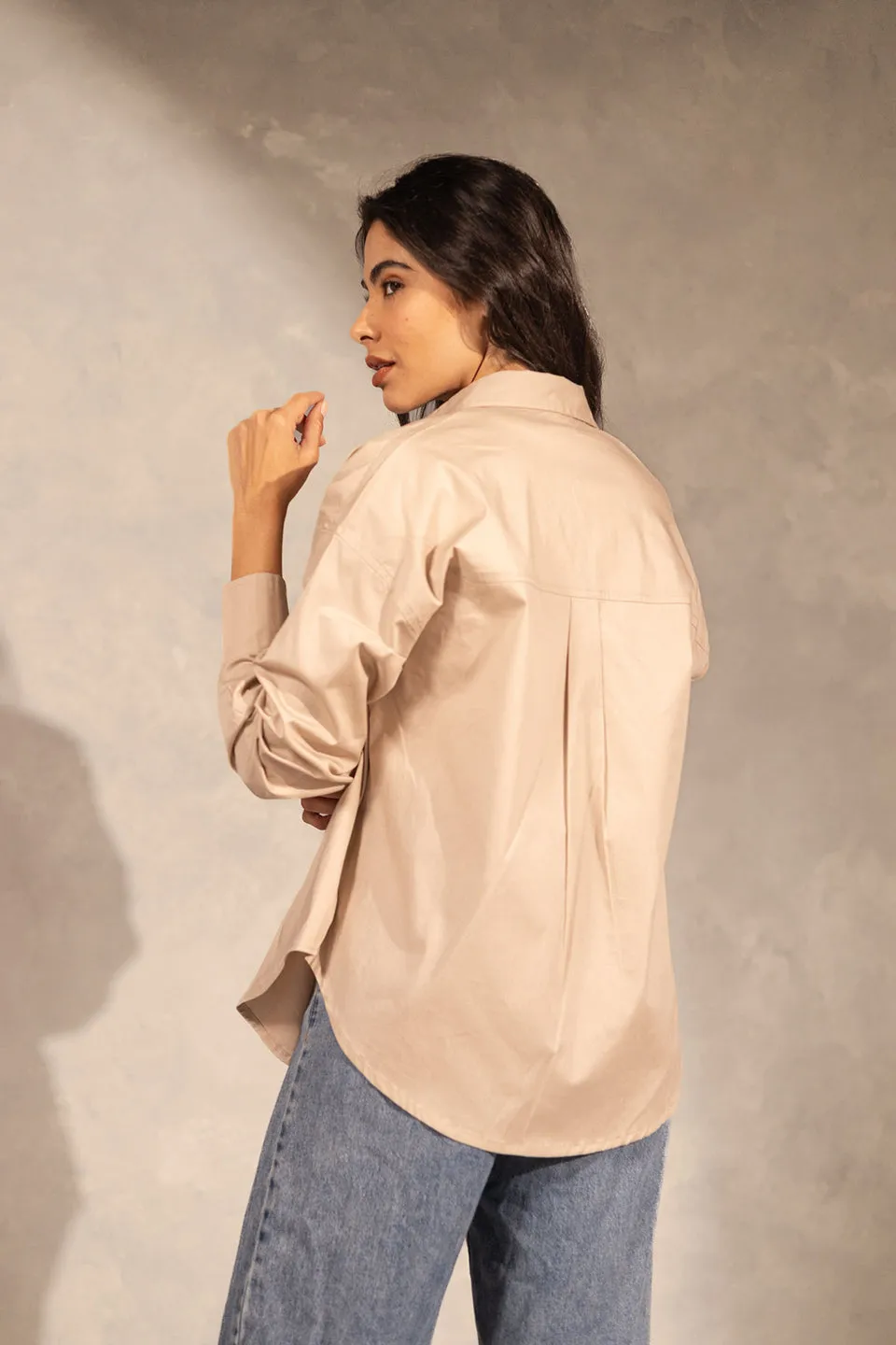 Beige Long Sleeves Shirt