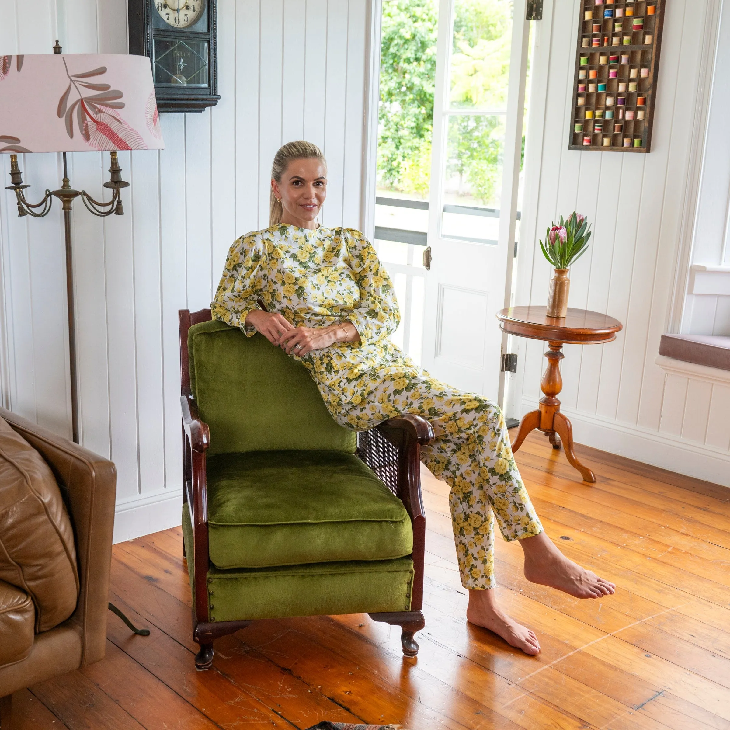 Belted Cotton Pants, 'Carline Rose' Liberty Fabrics