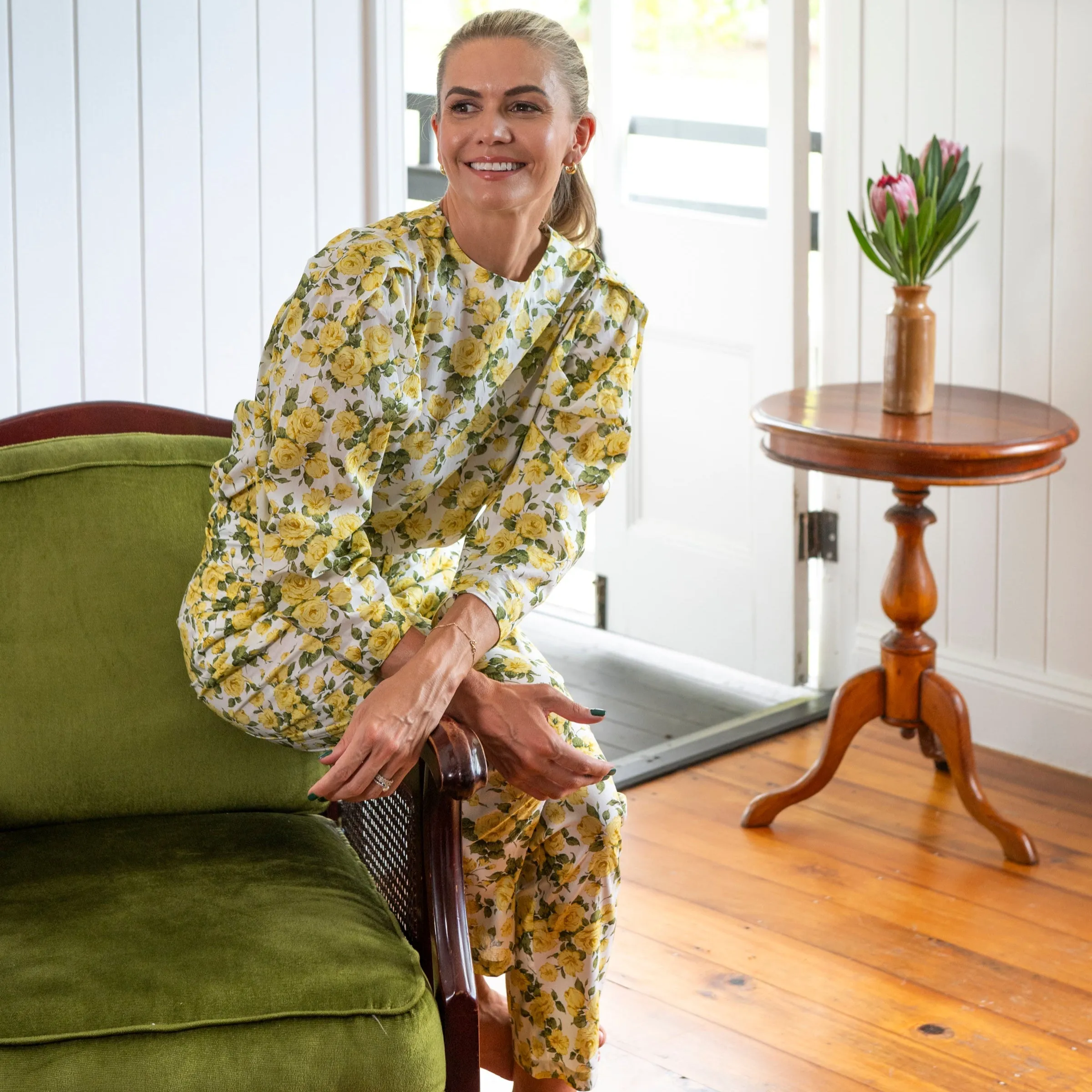 Belted Cotton Pants, 'Carline Rose' Liberty Fabrics