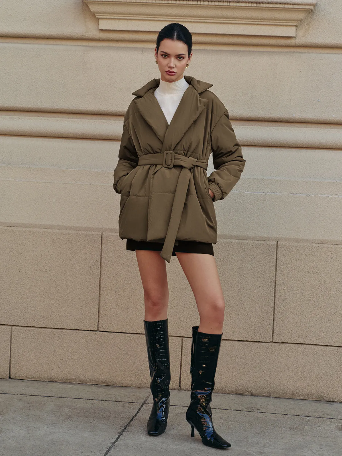 Belted Lapel Cozy Winter Coat