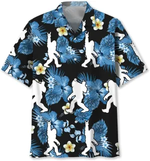 Bigfoot Hawaiian Shirts for Men Short Sleeve Aloha Beach Shirt Summer Surfing Sasquatch Casual Button Down Shirts