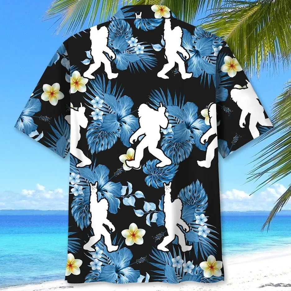 Bigfoot Hawaiian Shirts for Men Short Sleeve Aloha Beach Shirt Summer Surfing Sasquatch Casual Button Down Shirts