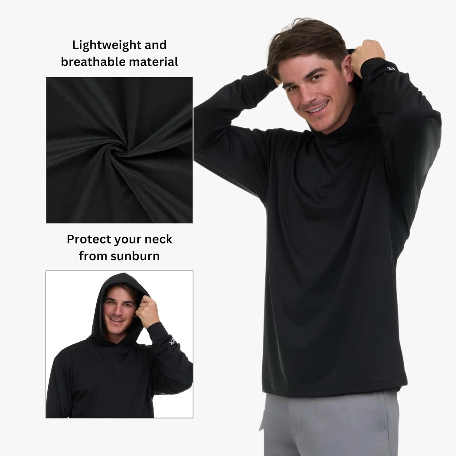 Billabong Hooded Rash Guard for Men Big and Tall, UPF 50  Long Sleeve Swim Shirt