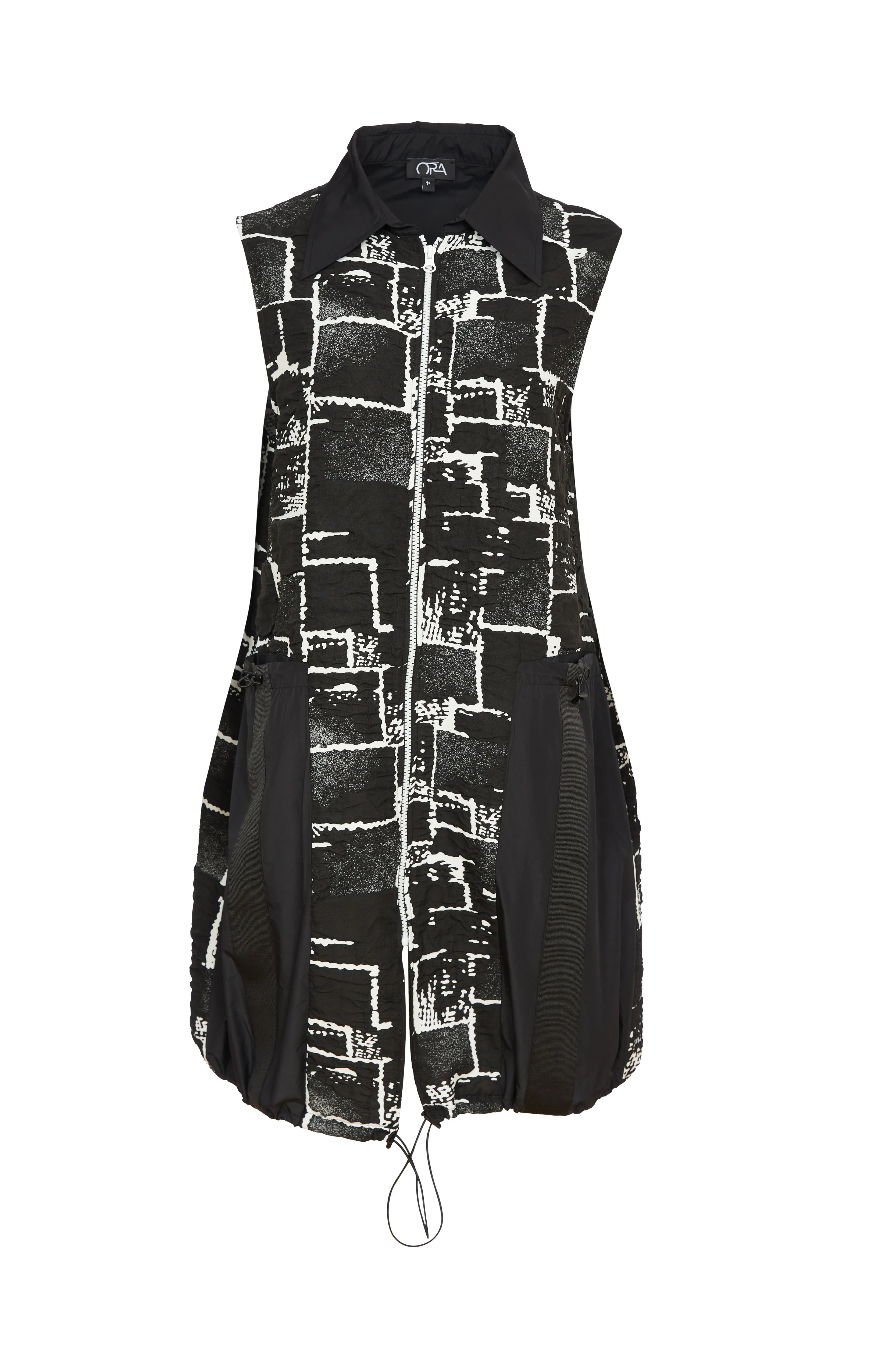 Black & White Gilet with Contrast Panels & Zip Detail
