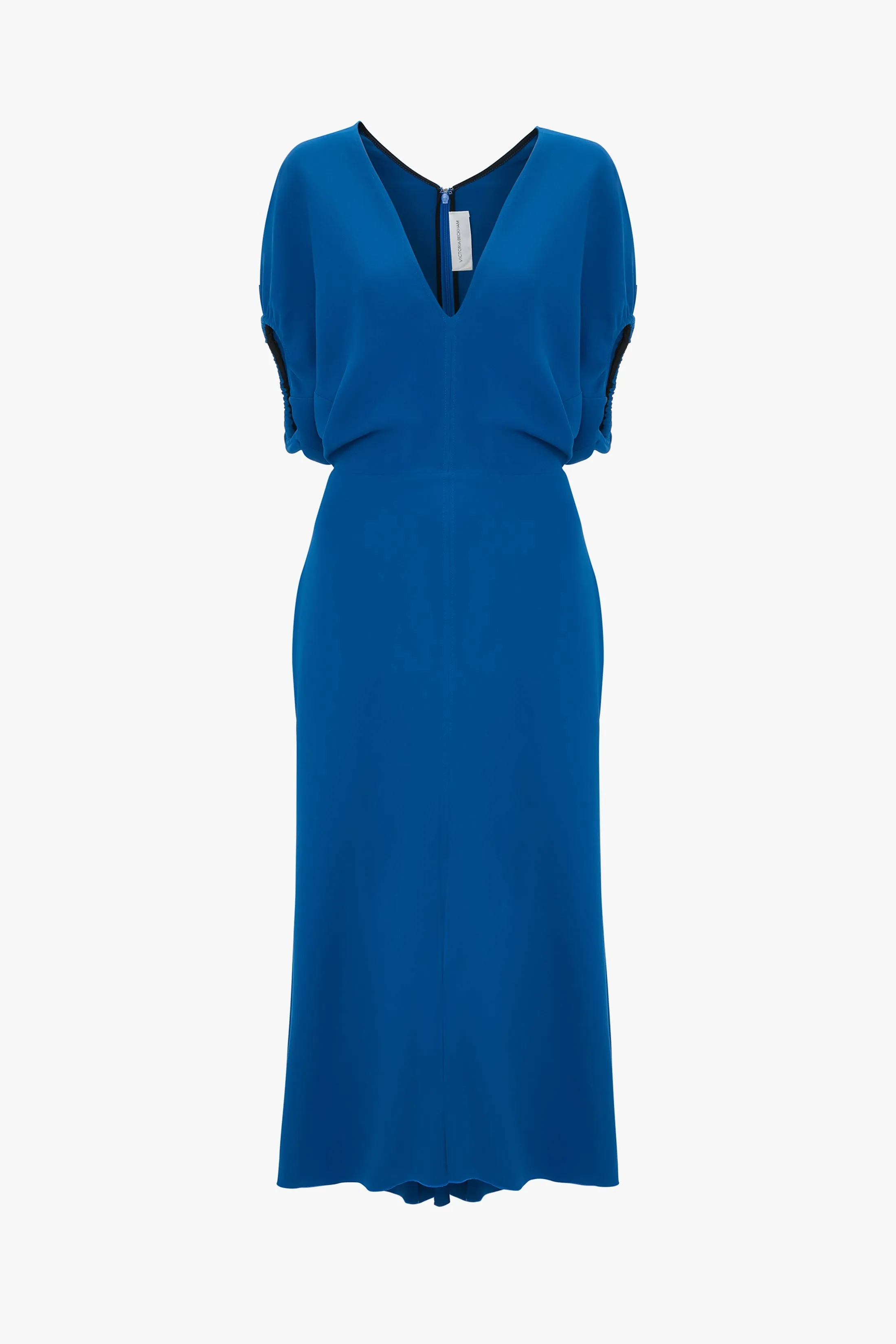 Blouson Detail Midi Dress In Sapphire Blue