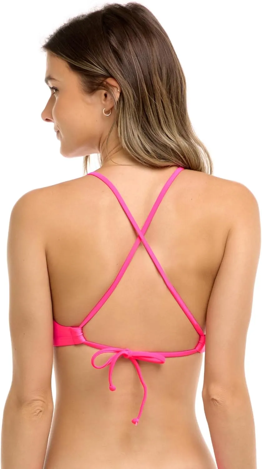 Body Glove Women's Standard Smoothies Alesha Solid High Neck Bikini Top Swimsuit with Adjustable 2-Way Back Detail