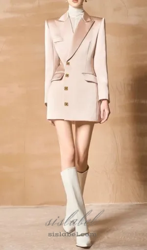BREENDA ASYMMETRIC CLOSURE BLAZER IN PALE PINK