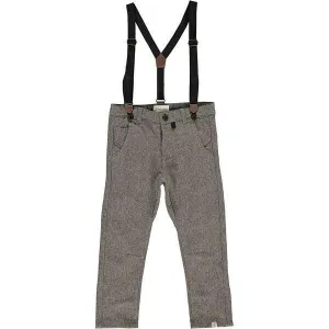 Brown Herringbone Pants with Suspenders