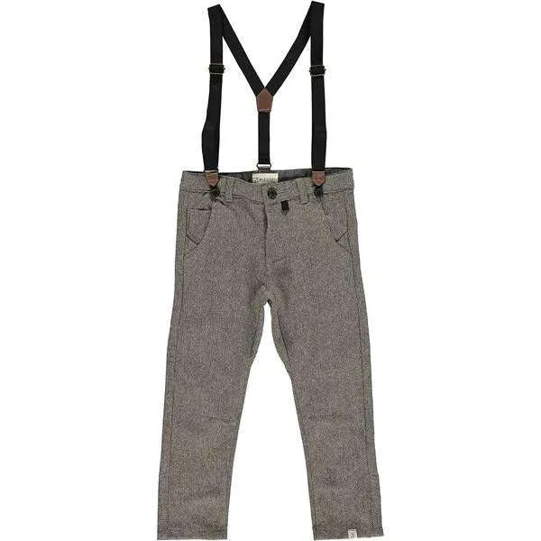 Brown Herringbone Pants with Suspenders