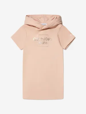 Calvin Klein Girls Metallic Logo Short Sleeve Hoodie Dress Calvin Klein Girls Metallic Logo Short Sleeve Hoodie Dress