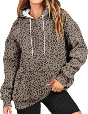 Camo Hoodie Womens Maple Leaf Graphic Fleece Hooded Sweatshirt Oversized Hoodies For Women Trendy Cute Leopard Print Tops
