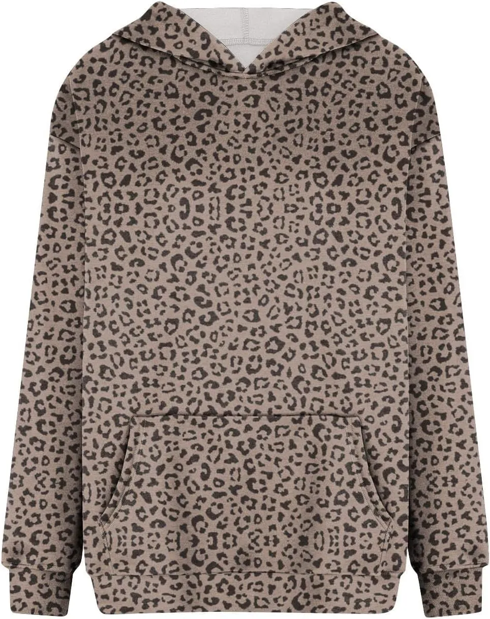 Camo Hoodie Womens Maple Leaf Graphic Fleece Hooded Sweatshirt Oversized Hoodies For Women Trendy Cute Leopard Print Tops