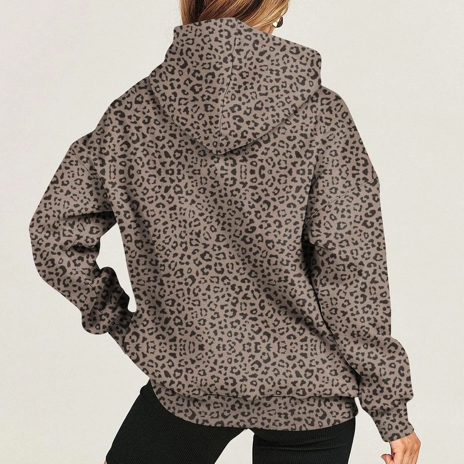 Camo Hoodie Womens Maple Leaf Graphic Fleece Hooded Sweatshirt Oversized Hoodies For Women Trendy Cute Leopard Print Tops