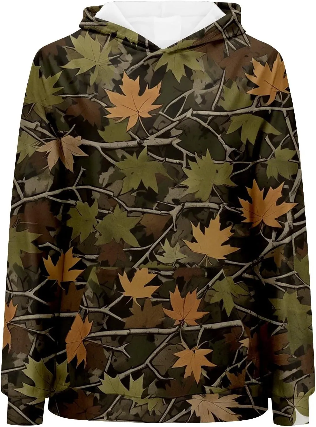 Camo Hoodie Womens Maple Leaf Graphic Fleece Hooded Sweatshirt Oversized Hoodies For Women Trendy Cute Leopard Print Tops