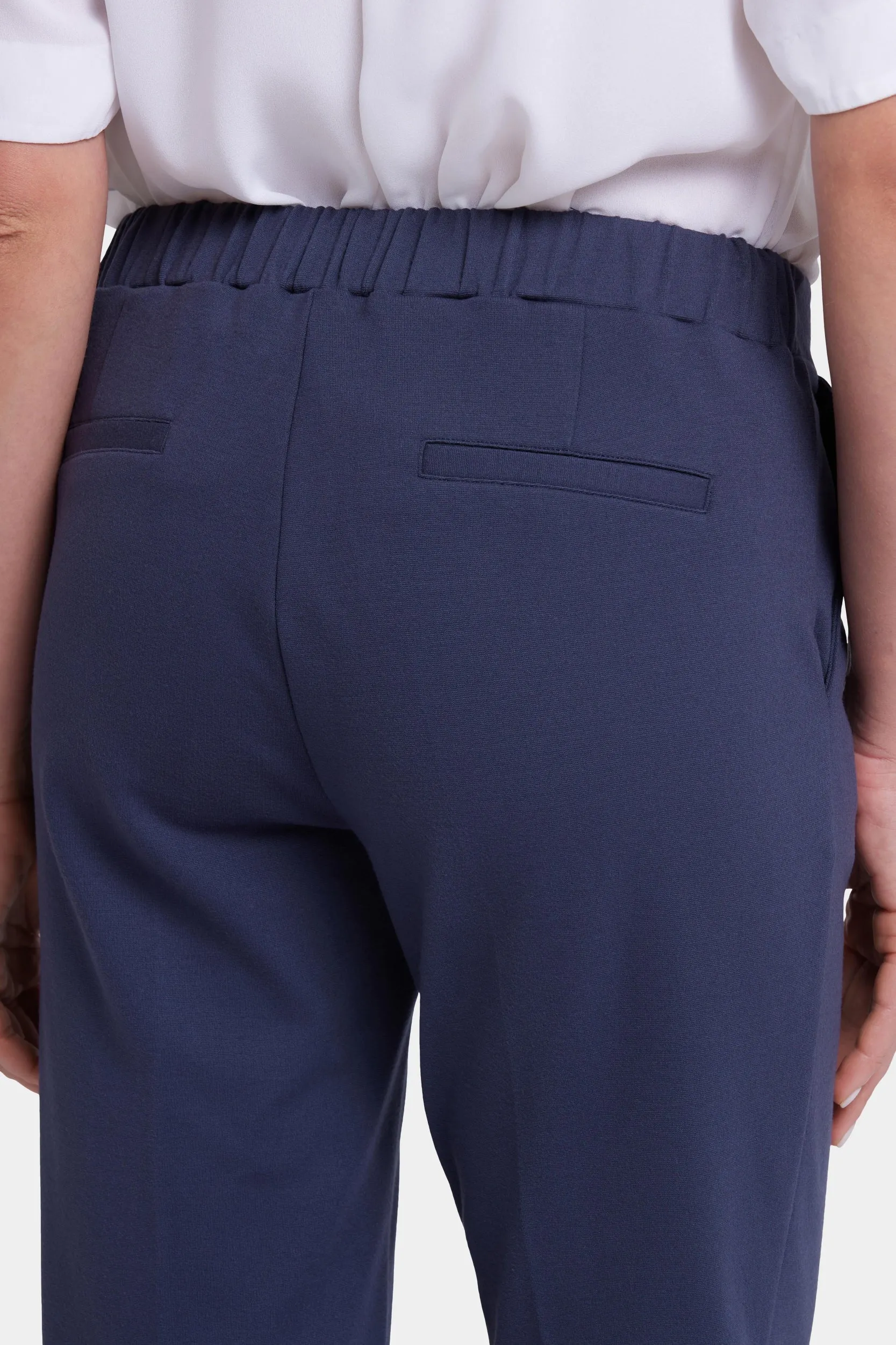 Cassidy Ankle Pull-On Trouser Pants In Ponte Knit With Cuffs | Oxford Navy