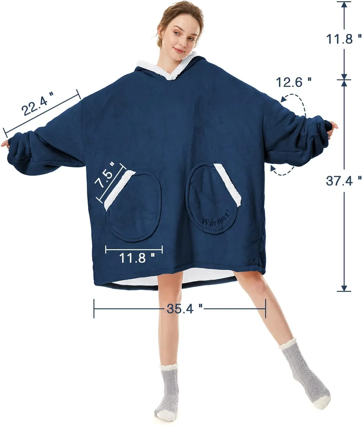 Century Star Wearable Blanket Hoodies for Women Men Sherpa Oversized Thick Cozy Fleece Soft Warm Adult Sweatshirt Hooded