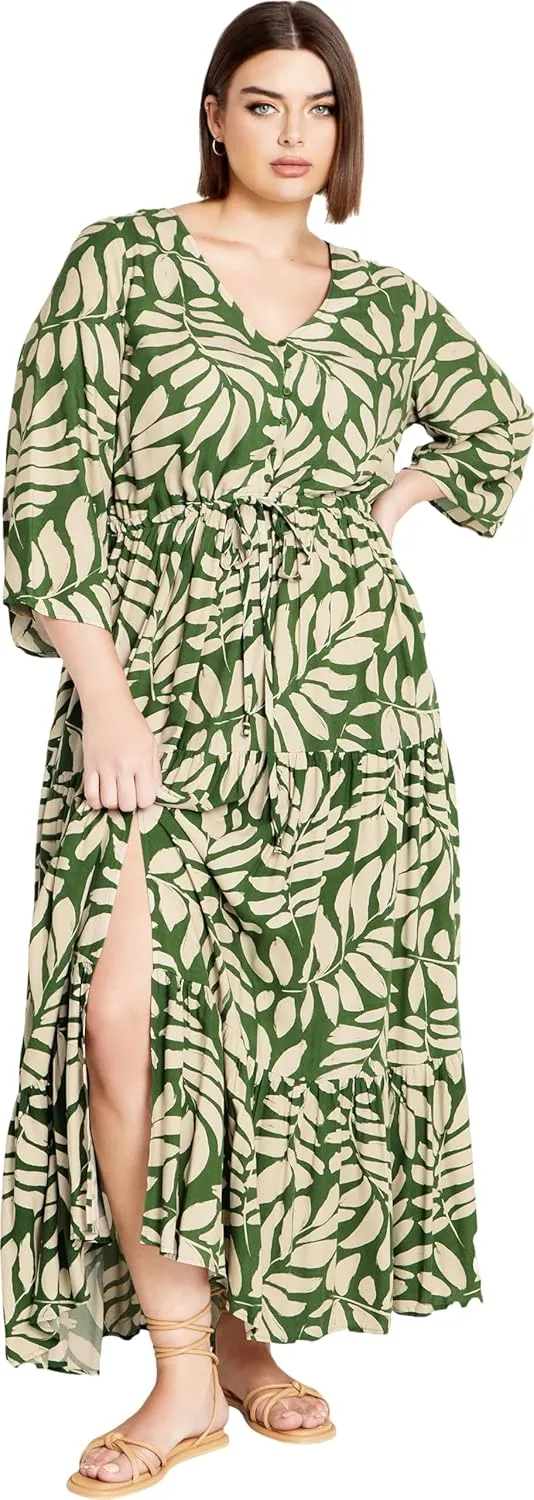City Chic Plus Size Dress, Endless Sun Print Maxi Dress