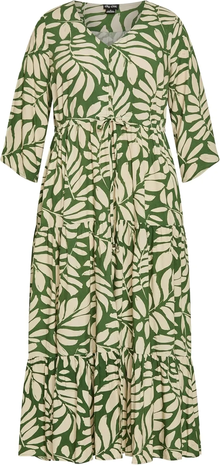 City Chic Plus Size Dress, Endless Sun Print Maxi Dress