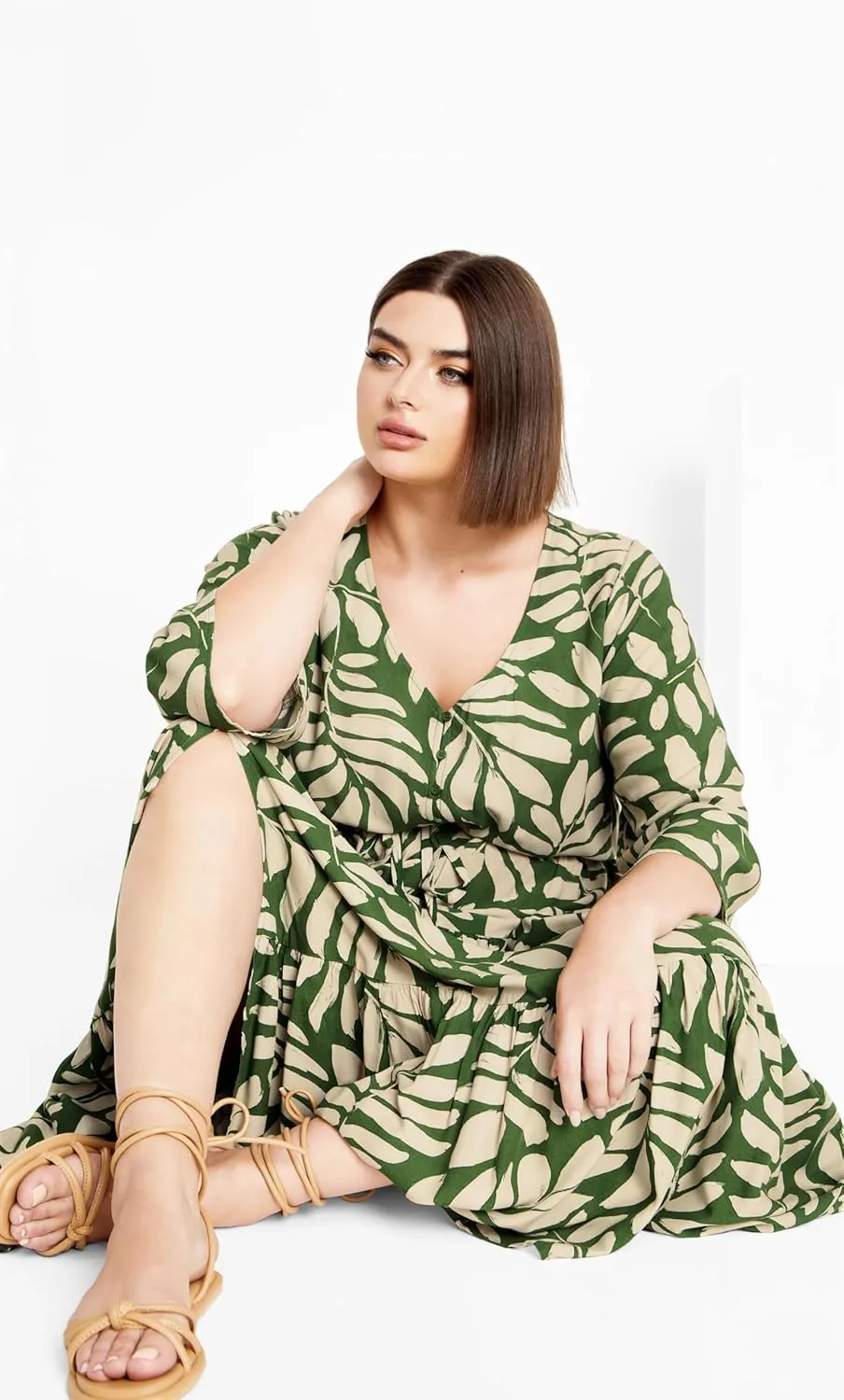 City Chic Plus Size Dress, Endless Sun Print Maxi Dress
