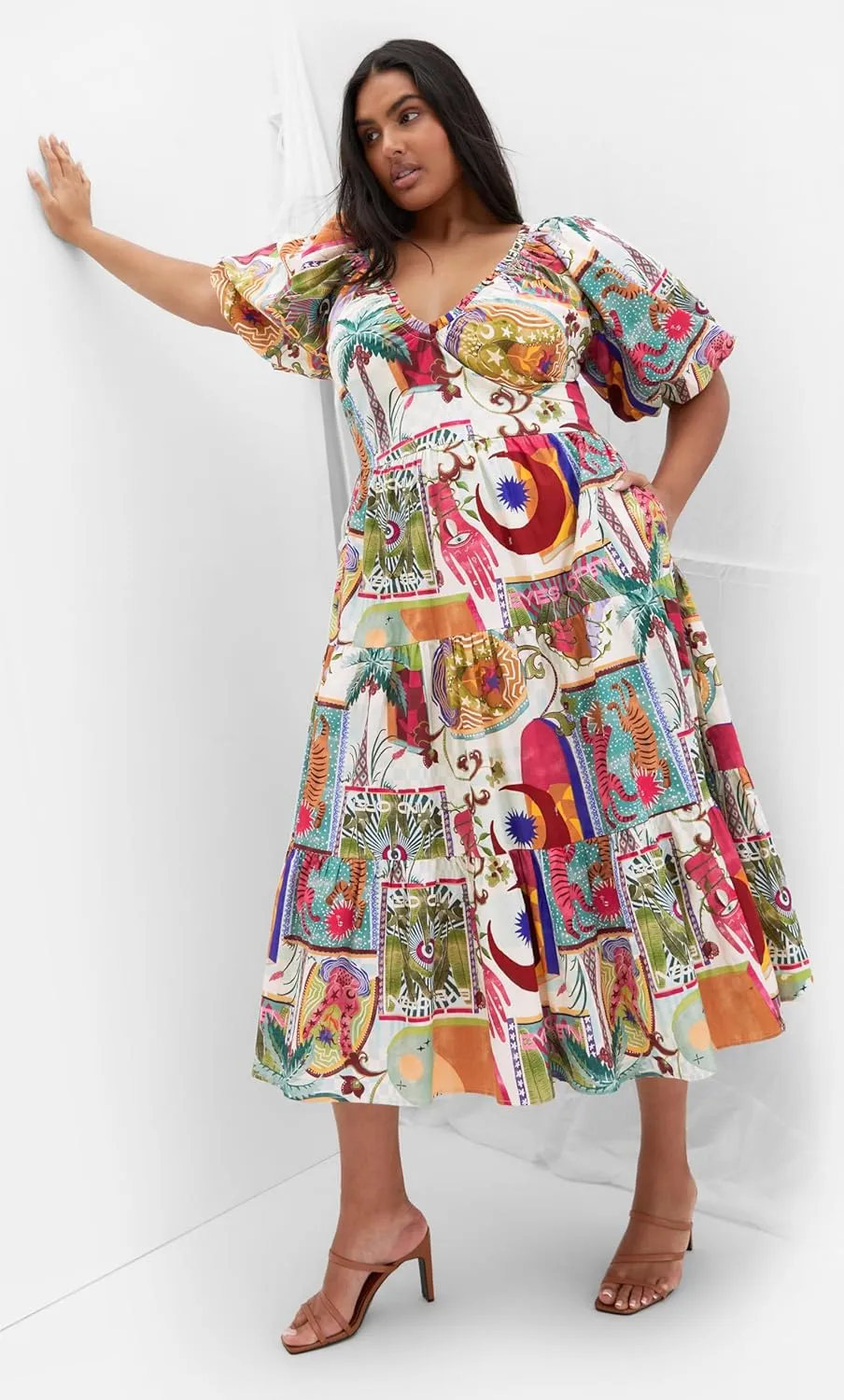 City Chic Women's Plus Size Dress-Simona Print