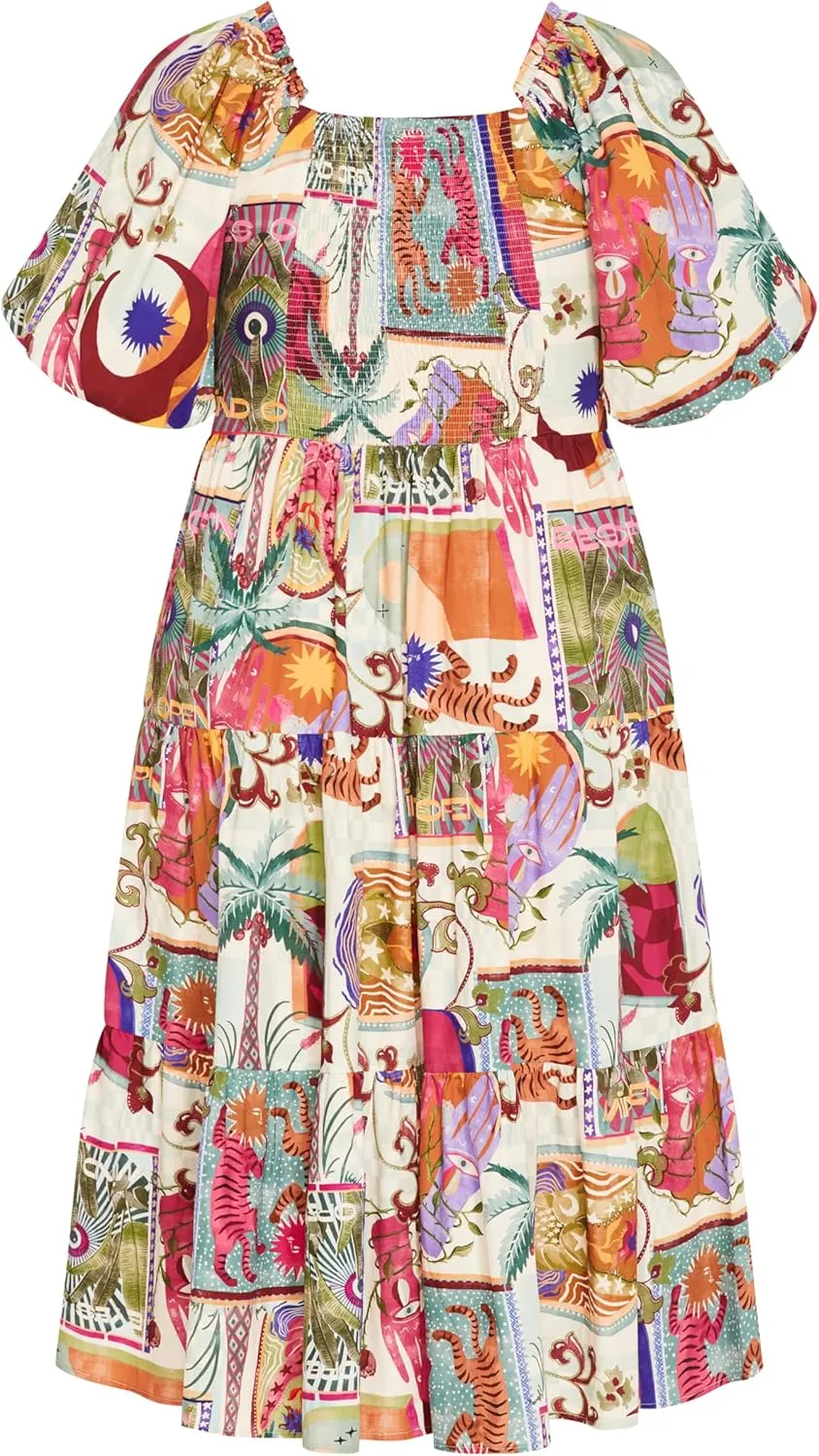 City Chic Women's Plus Size Dress-Simona Print
