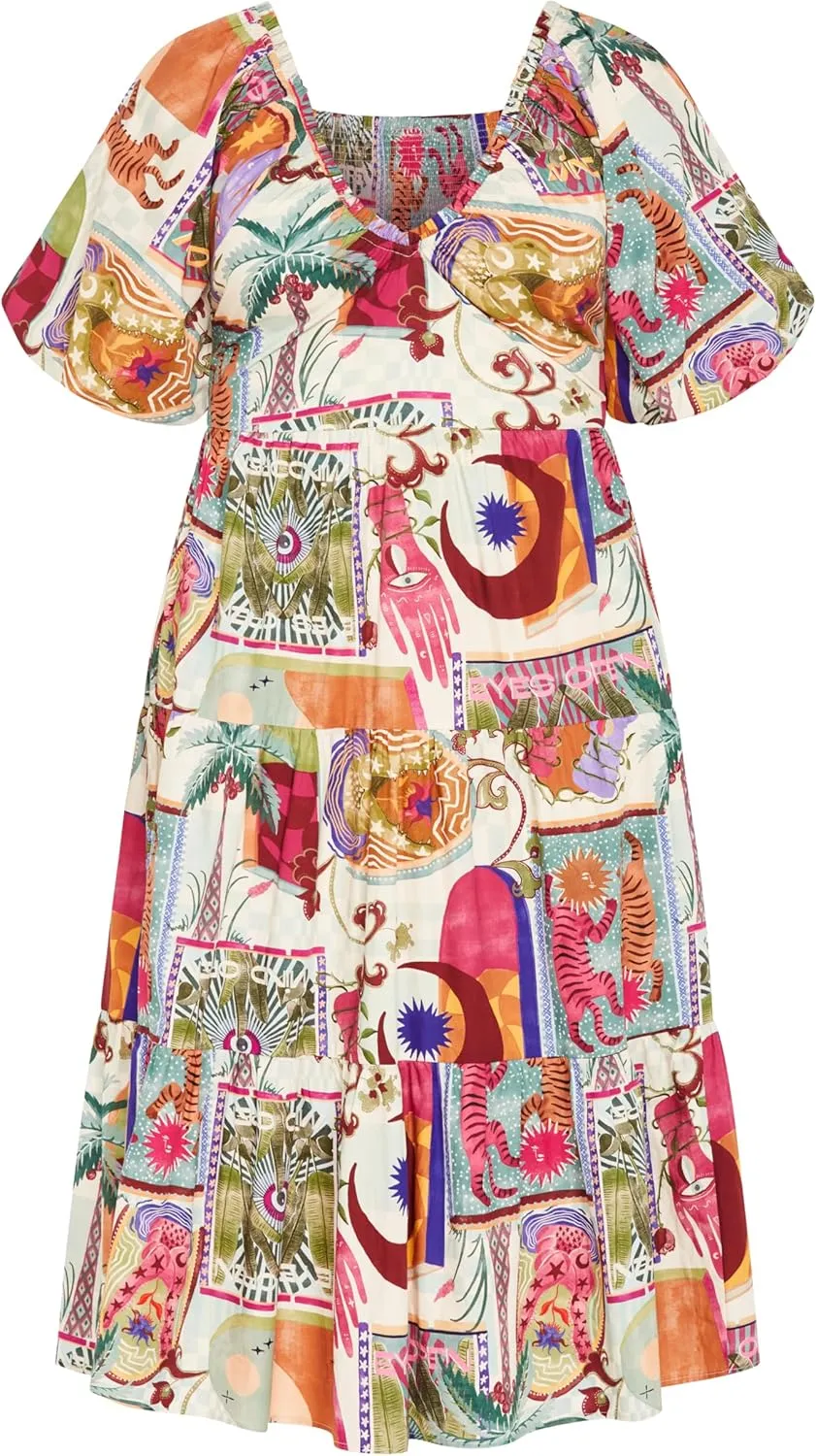 City Chic Women's Plus Size Dress-Simona Print